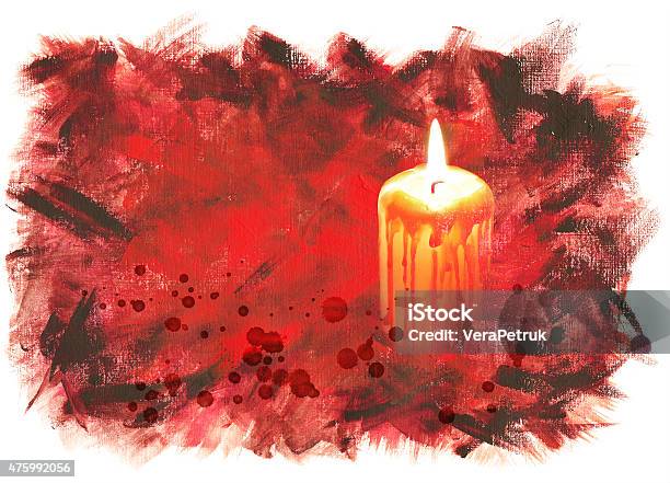 Halloween Background With Bloody Candle Stock Illustration - Download Image Now - Candle, Blood, Border - Frame