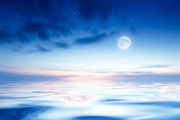 Moon over sea Moon over sea fantasy moonlight beach stock pictures, royalty-free photos & images