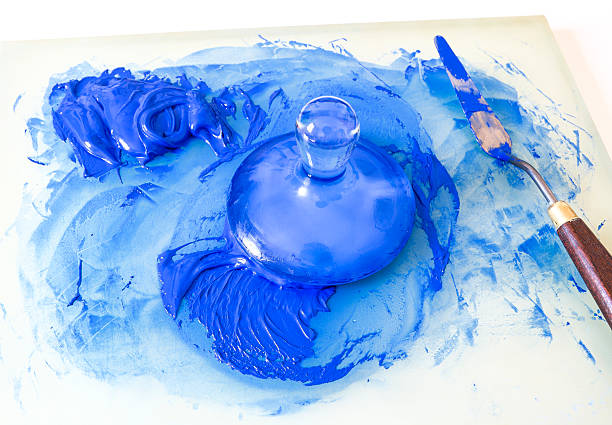 Grinding Mulling Blue Oil Paint With A Muller Stock Photo - Download Image  Now - 2015, Art, Art And Craft - iStock