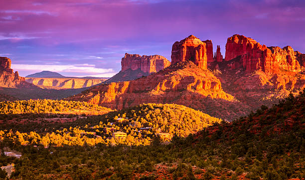 Cathedral Rock sunset Scenic view of Cathedral Rock in Sedona, Arizona in the evening light sedona photos stock pictures, royalty-free photos & images