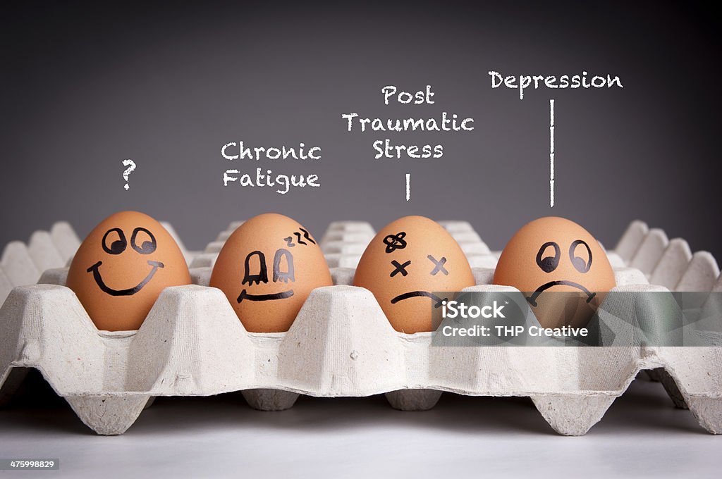 Mental Health Concept Mental health concept in playful style with egg characters Concepts Stock Photo