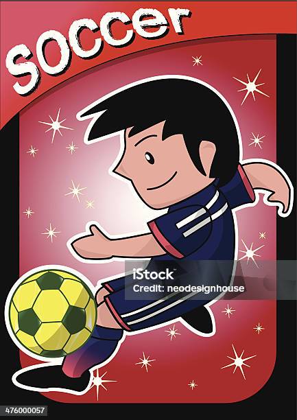 Мультяшный Футболист — стоковая векторная графика и другие изображения на тему Kids' Soccer - Kids' Soccer, Бить ногой, Векторная графика