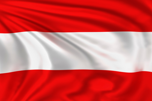 High quality illustration of the flag of Austria waving in the wind.