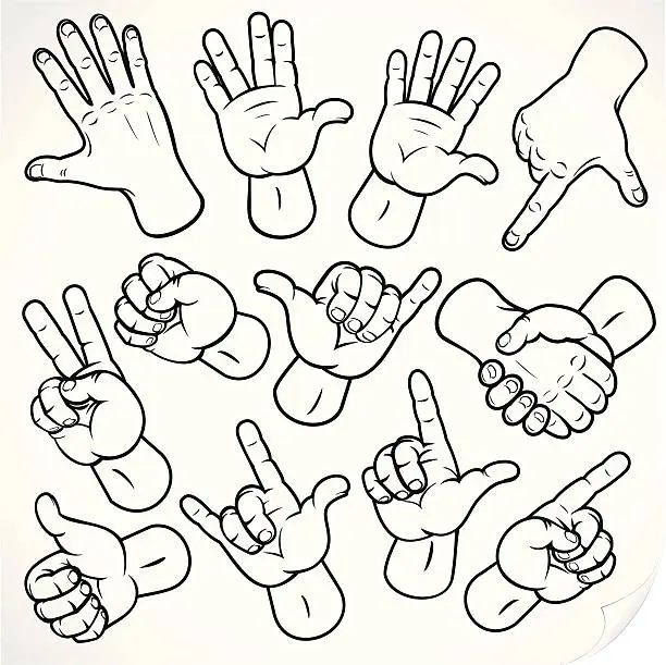 Vector illustration of Hand Symbol Icons