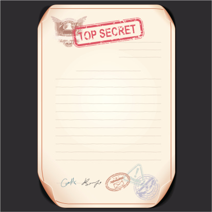 Old Top Secret Document on Table. Vector Template