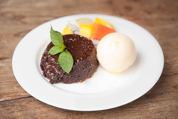 istock Chocolate Lava cake with fruit and ice cream 476008463