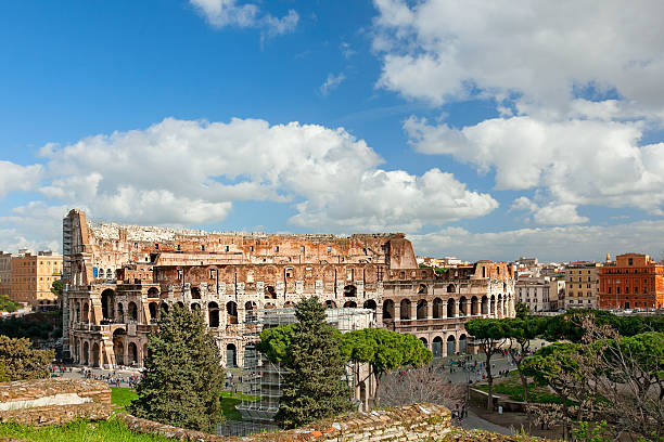 величественный coliseum - grass architectural detail architecture and buildings flavian стоковые фото и изображения