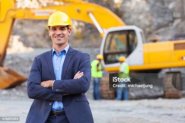 Mine Manager With Arms Crossed Stock Photo - Download Image Now - Construction Site, Businessman, Mining - Natural Resources