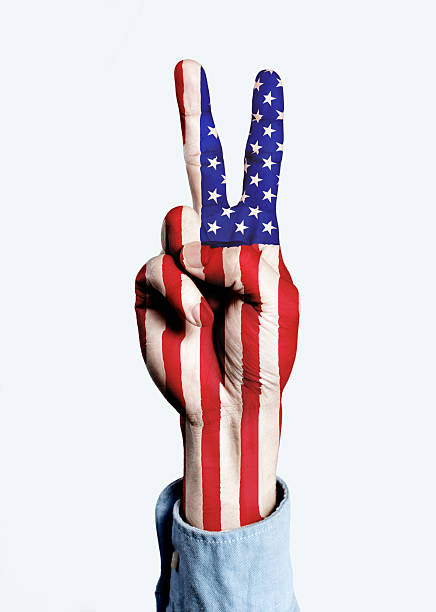 istock Flag of USA hand sign 476012063