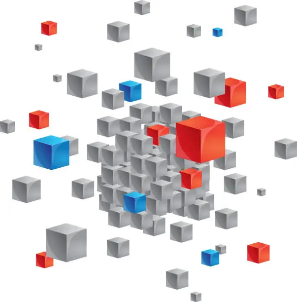 Vector illustration of Cubes floating