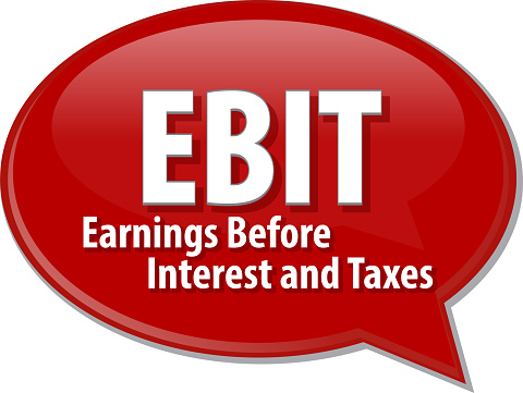 word speech bubble illustration of business acronym term EBIT Earnings Before Interest and Taxes