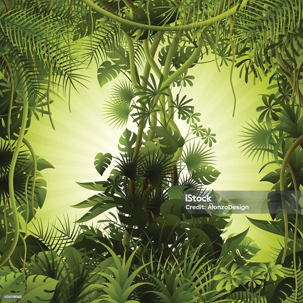 Tropical forest background High Resolution JPG,CS6 AI and Illustrator EPS 10 included. Each element is named,grouped and layered separately. Very easy to edit. Rainforest stock vector