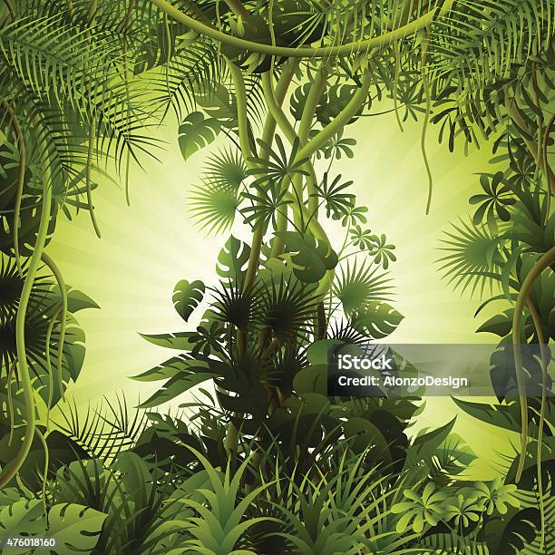 Tropical Forest Background Stock Illustration - Download Image Now - Rainforest, Leaf, Forest