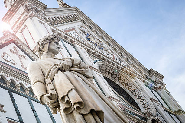 dante bonfim costa santos-statue, die basilica di santa croce-florence - florence italy italy sky cathedral stock-fotos und bilder