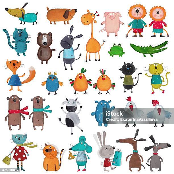 Mega Set Of Pets Over White Background Stock Illustration - Download Image Now - Dog, Watercolor Painting, Watercolor Paints