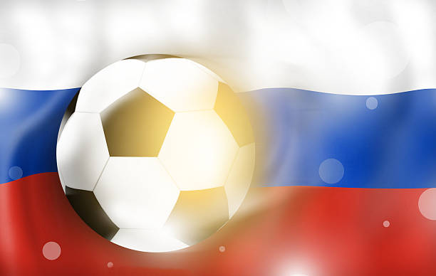 istock Russia Football Flag and Ball Bright Light 476021654