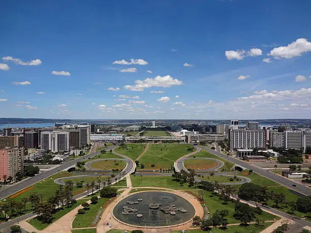 Brasilia's National Mall with the National Congress at the back.