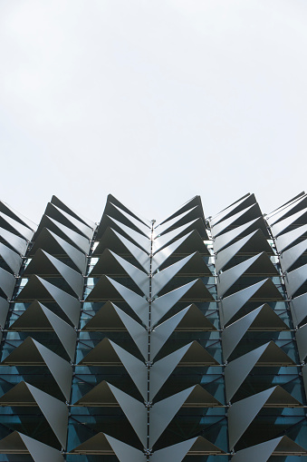 Singapore, Singapore - May 11, 2015: Detail of the exterior architecture of the Esplanade Theatres by the Bay, Singapore