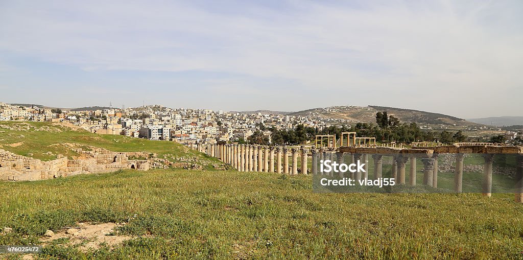 Roman ruins in the Jordanian city of Jerash, Jordan Roman ruins in the Jordanian city of Jerash (Gerasa of Antiquity), capital and largest city of Jerash Governorate, JordanRoman ruins in the Jordanian city of Jerash (Gerasa of Antiquity), capital and largest city of Jerash Governorate, Jordan 2015 Stock Photo