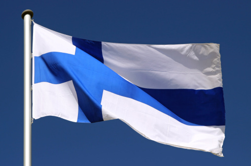National Flag of Finland in the sun