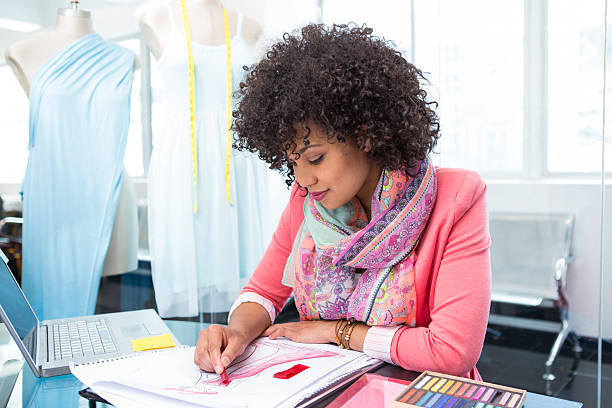 istock Attractive female fashion designer at work 476028202