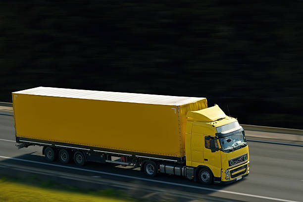 yellow truck stock photo