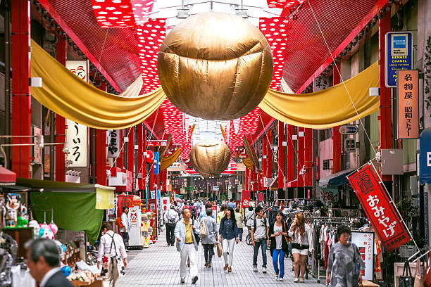 zewnętrzne terminale abonenckie (osu) dzielnicy handlowej w nagoi. - day architecture asia asian culture zdjęcia i obrazy z banku zdjęć