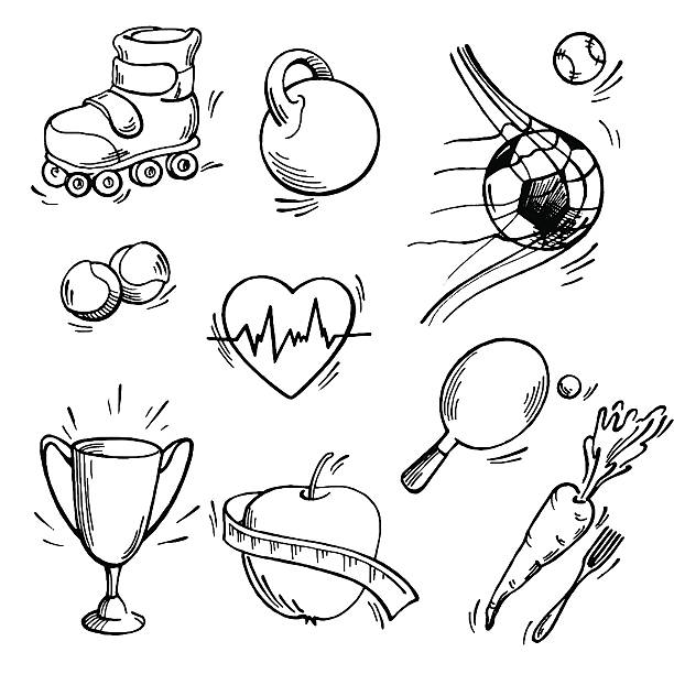 zestaw ikona sportu - tennis ball american football football stock illustrations