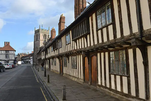 Ancient buildings in Church Street, Stratford upon Avon in England - Stratford is the home town and birth place of William Shakespeare and one of the most popular tourist destinations in UK.