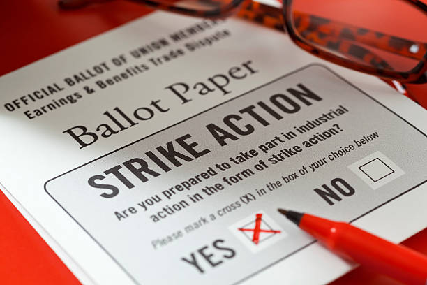 Strike Action Inspector. Ballot Paper is my graphics. Thanks.  Ballot Paper for workers voting as to taking industrial action and going on strike. strike protest action photos stock pictures, royalty-free photos & images