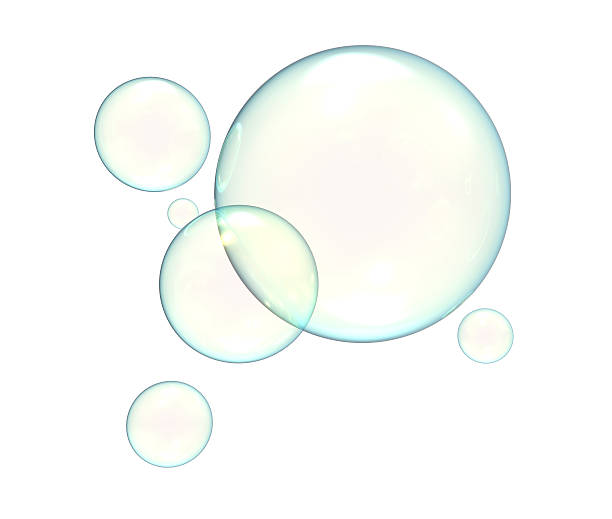 bolle di sapone, isolato su bianco  - gruppo medio di oggetti foto e immagini stock