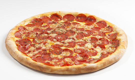 Pepperoni Pizza In A White Background