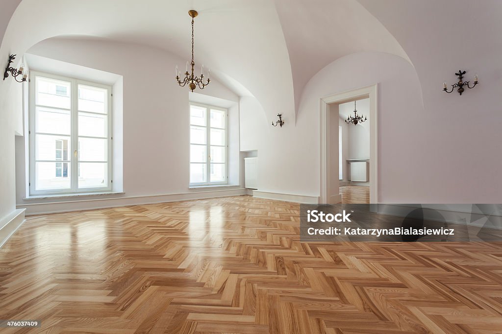 Elegant interior Empty interior in an elegant nad new house Parquet Floor Stock Photo