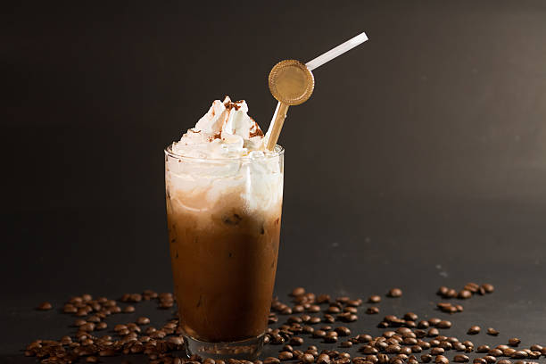 istock ice coffee and coffee bean as black background 476038910