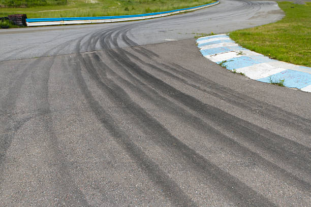 istock Tracks of tires on a speedway 476039594