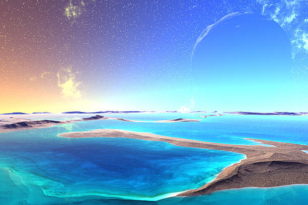 istock Fantasy alien planet. Rocks and lake 476039596