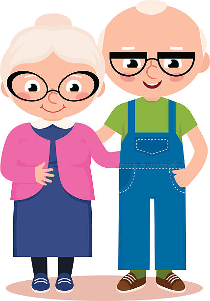 ilustrações, clipart, desenhos animados e ícones de old casal isolado em um fundo branco - senior couple isolated white background standing