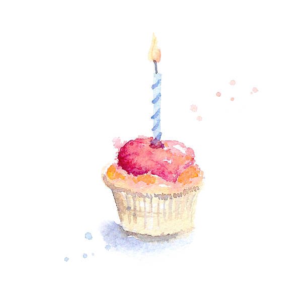 birthday cupcake stock photo