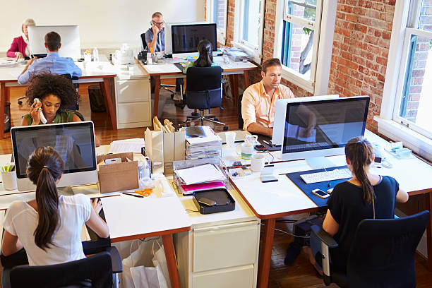 Wide Angle View Of Busy Design Office
