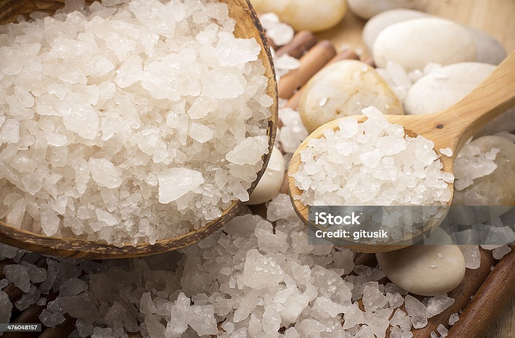 Bath salt. Natural bath salt, organic products. Spa stones. Aromatherapy Stock Photo