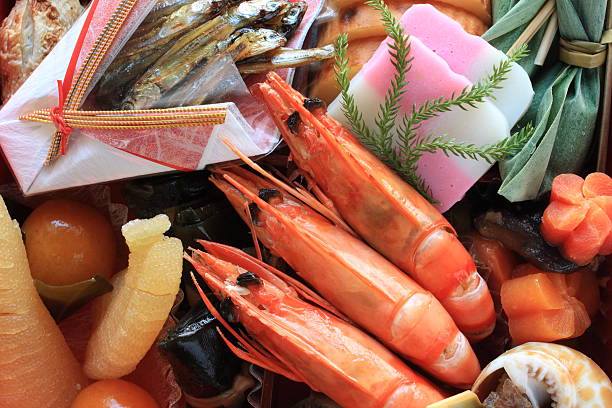 close up of prawn and fish