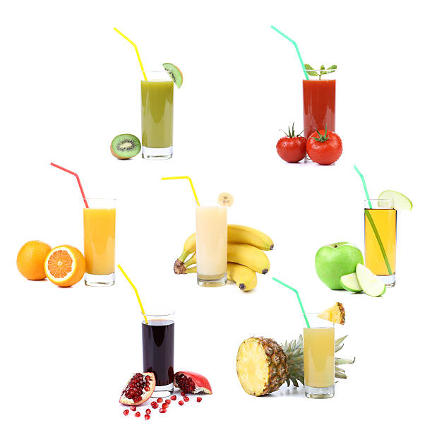 istock Collage. Glasses of juice. Different fruit 476062885