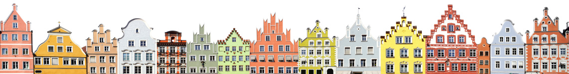 Collage of the Unique Houses. Landshut, Germany