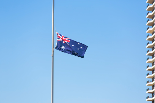 Australian Flag flying at half mast