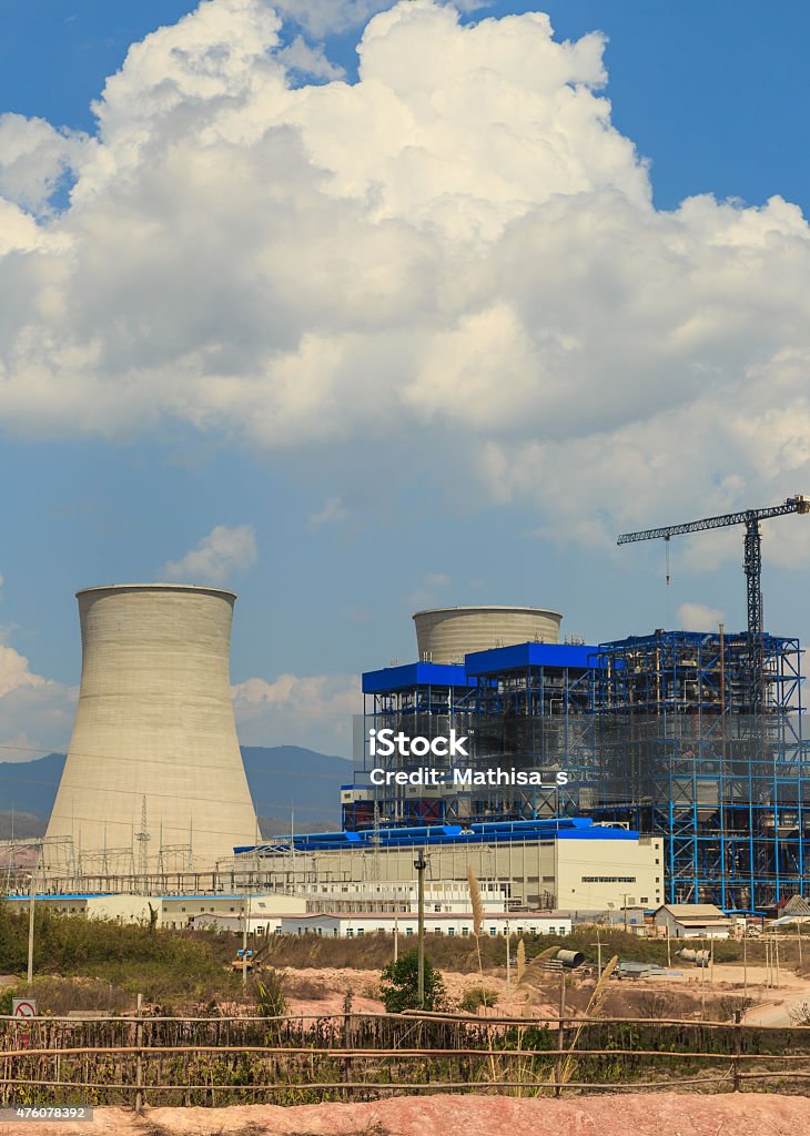 Under construction of Lignite power plant Under construction of Lignite power plant and cooler 2015 Stock Photo