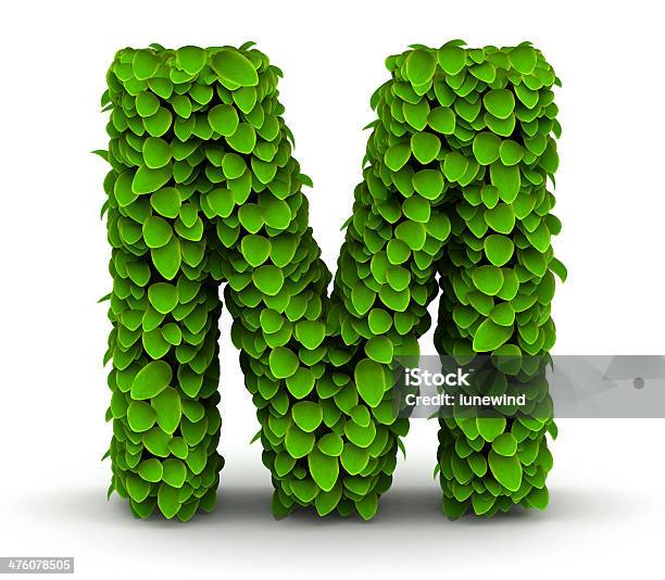 Leaves Font Letter M Stock Photo - Download Image Now - Alphabet, Collection, Design