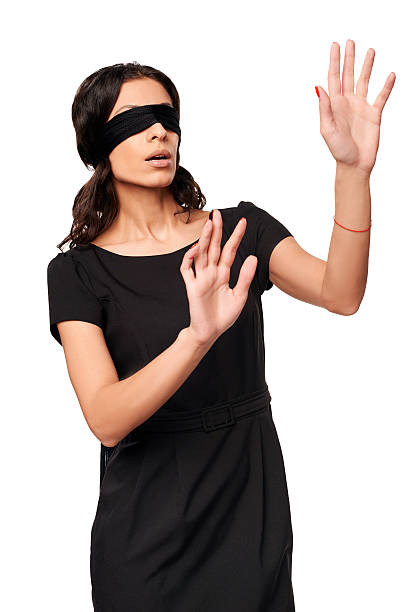 istock Businesswoman in blindfold 476078616
