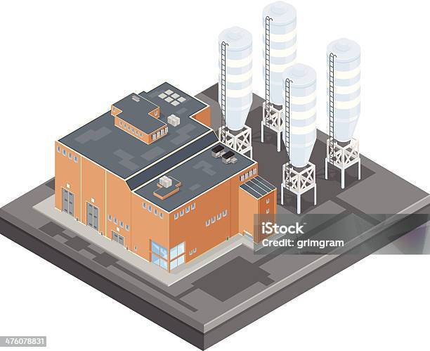 Isometric Manufacturing Plant Factory Stock Illustration - Download Image Now - Isometric Projection, Cement Factory, Factory