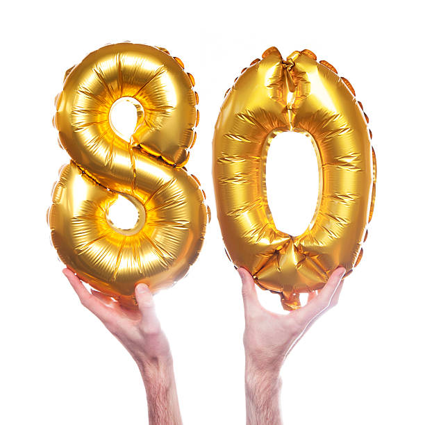 istock Gold number 80 balloons 476081284