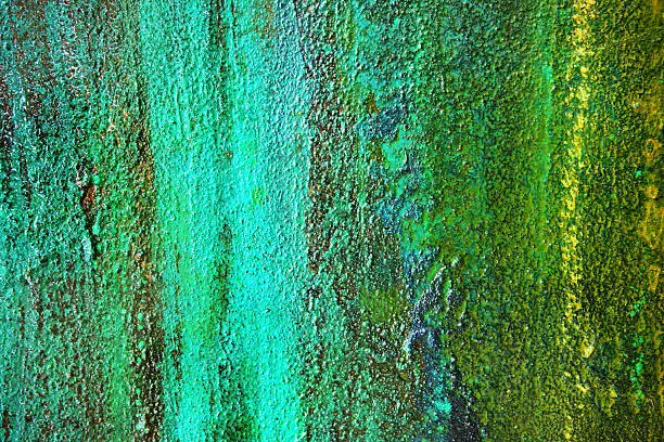 A Tate modern abstract graffiti art mural background in turquoise blue and green.